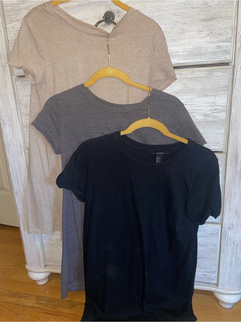 3 T-Shirt Dresses Black, Charcoal & Tan